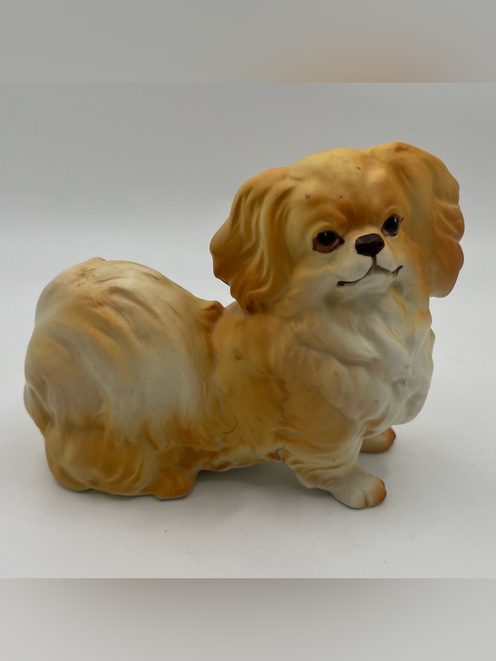 Vintage Ceramic Japanese Hand Painted Pekingese Dog Figurine 4.5x1.75”